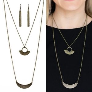 Brass tribal layered necklace